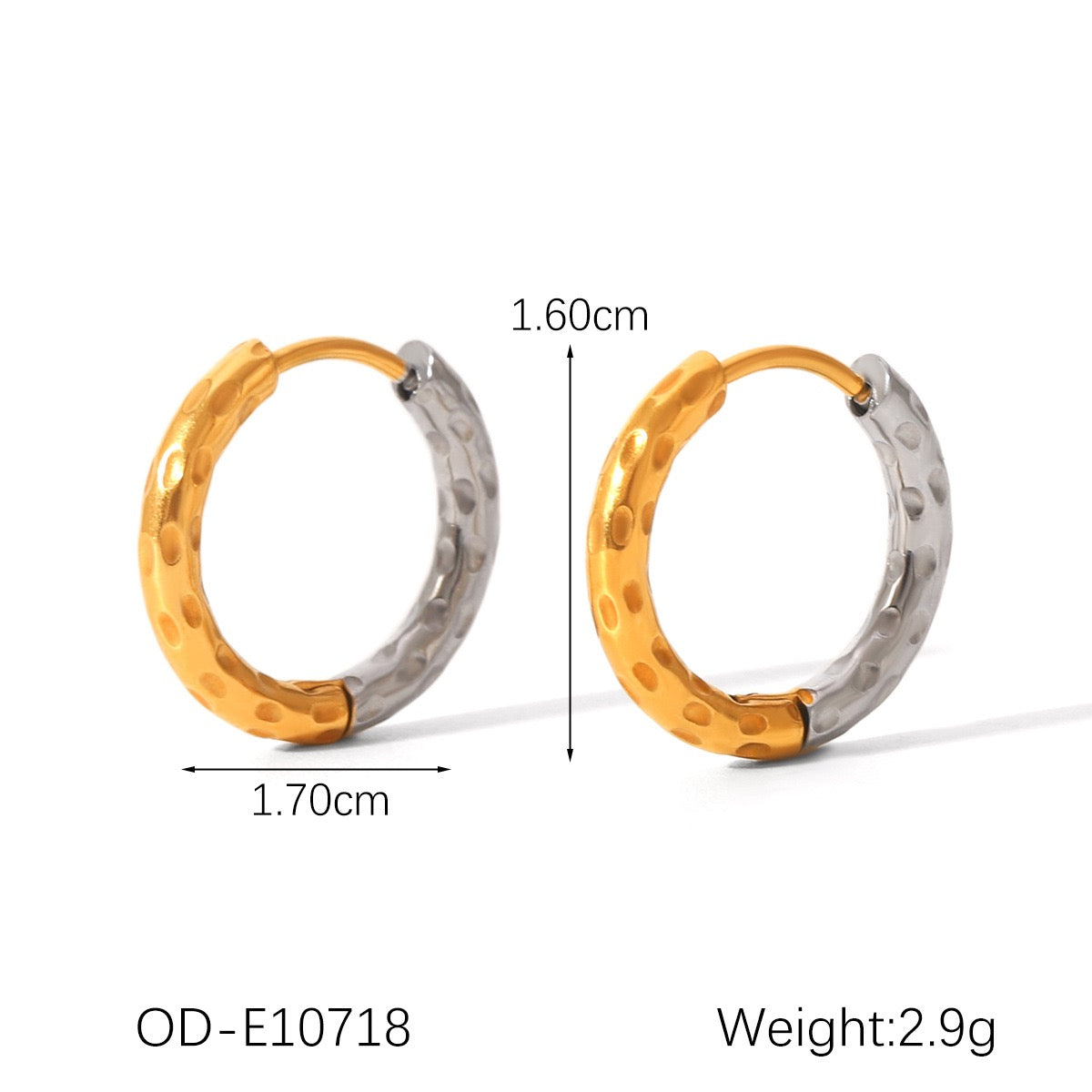 Two tones dainty hoops earrings