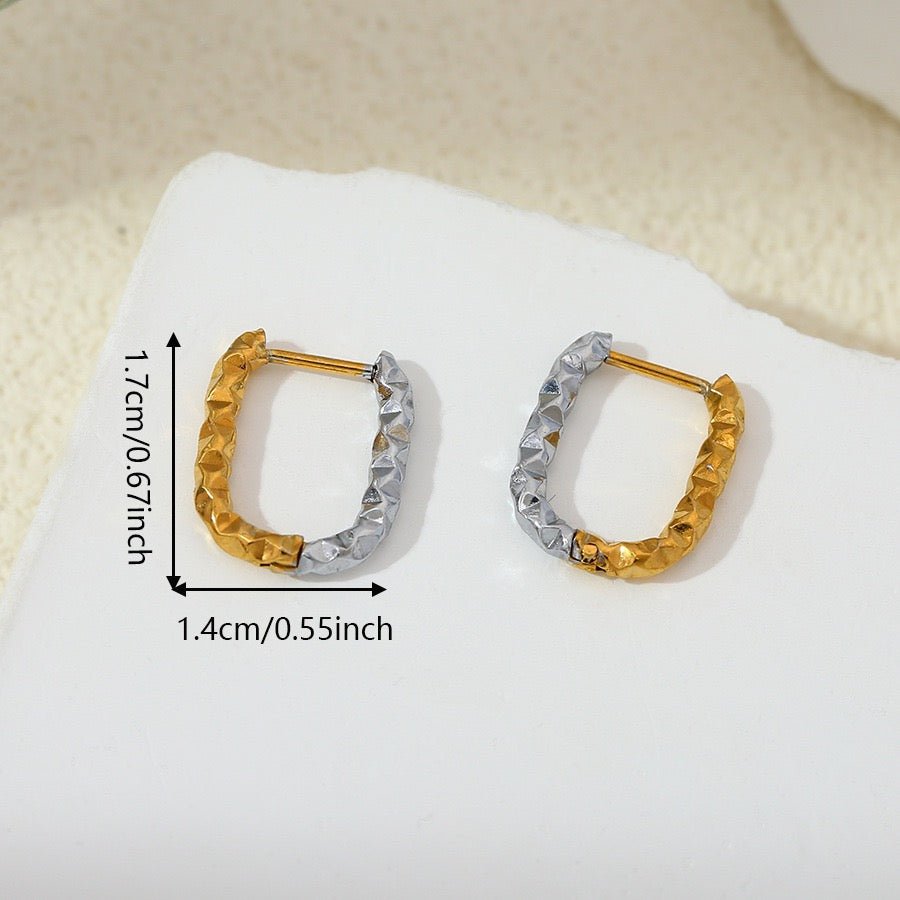Two tones dainty hoops earrings