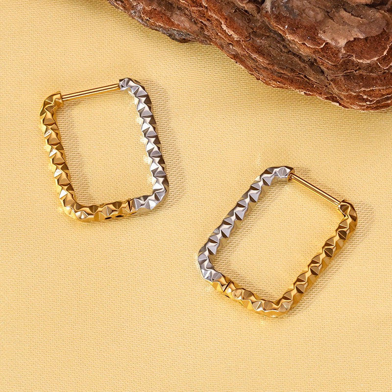Two tones dainty hoops earrings