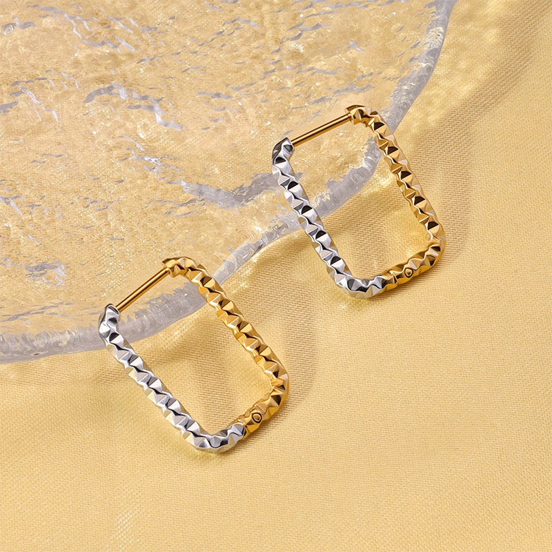Two tones dainty hoops earrings