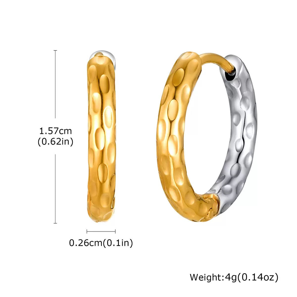Two tones dainty hoops earrings