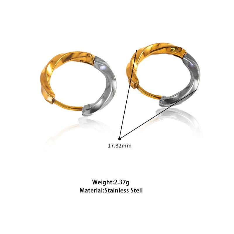 Two tones dainty hoops earrings
