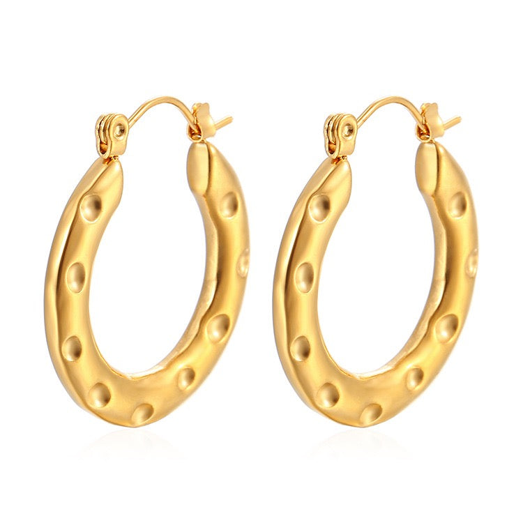 Moon face hoops earrings