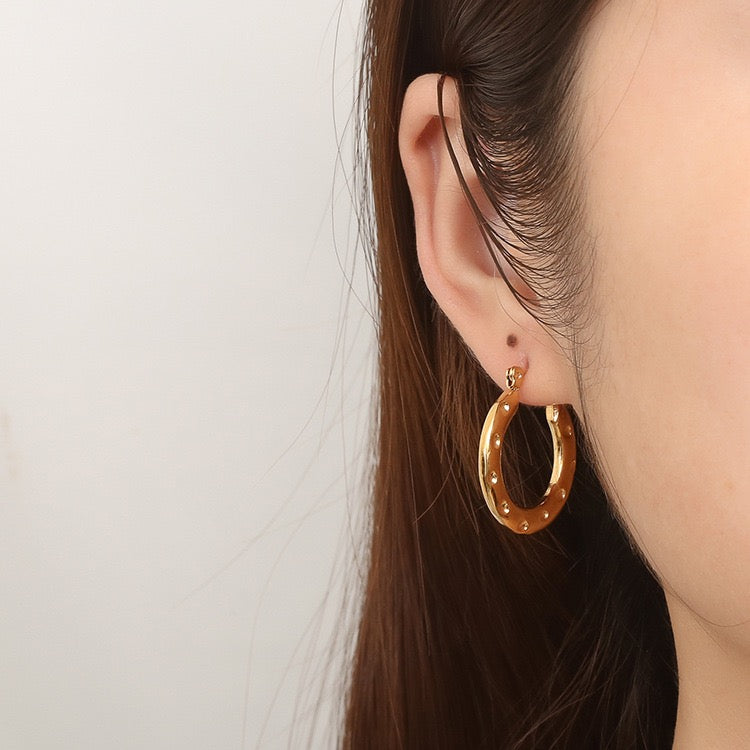 Moon face hoops earrings