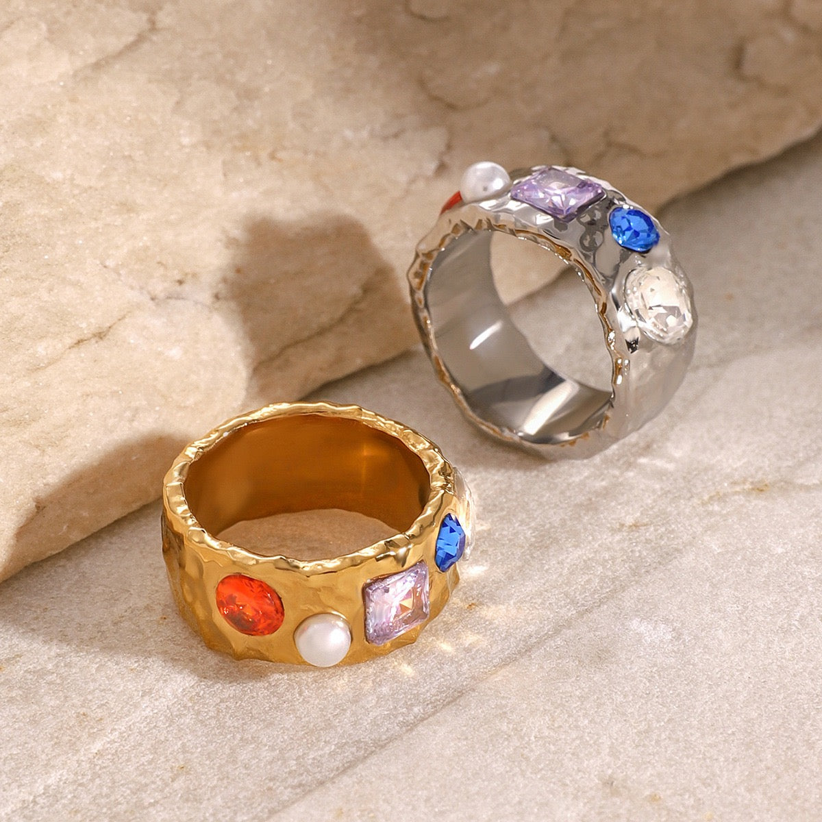 Abinius diamond rock rings