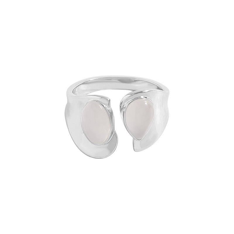 Open gem sterling silver ring