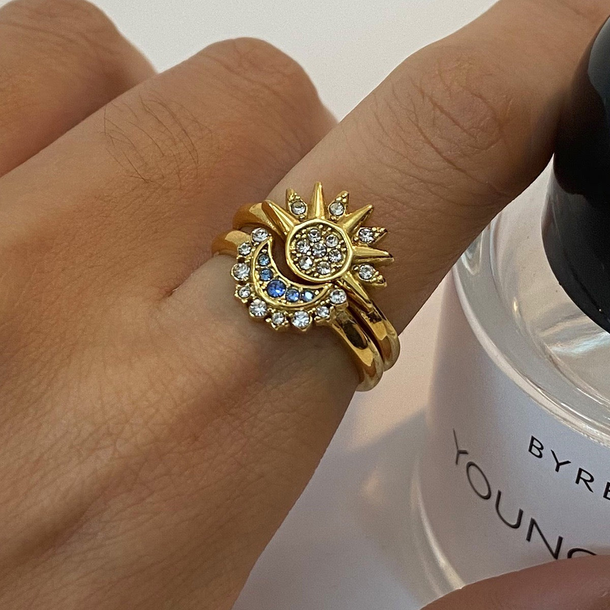 Alexandria Moon and sun set rings