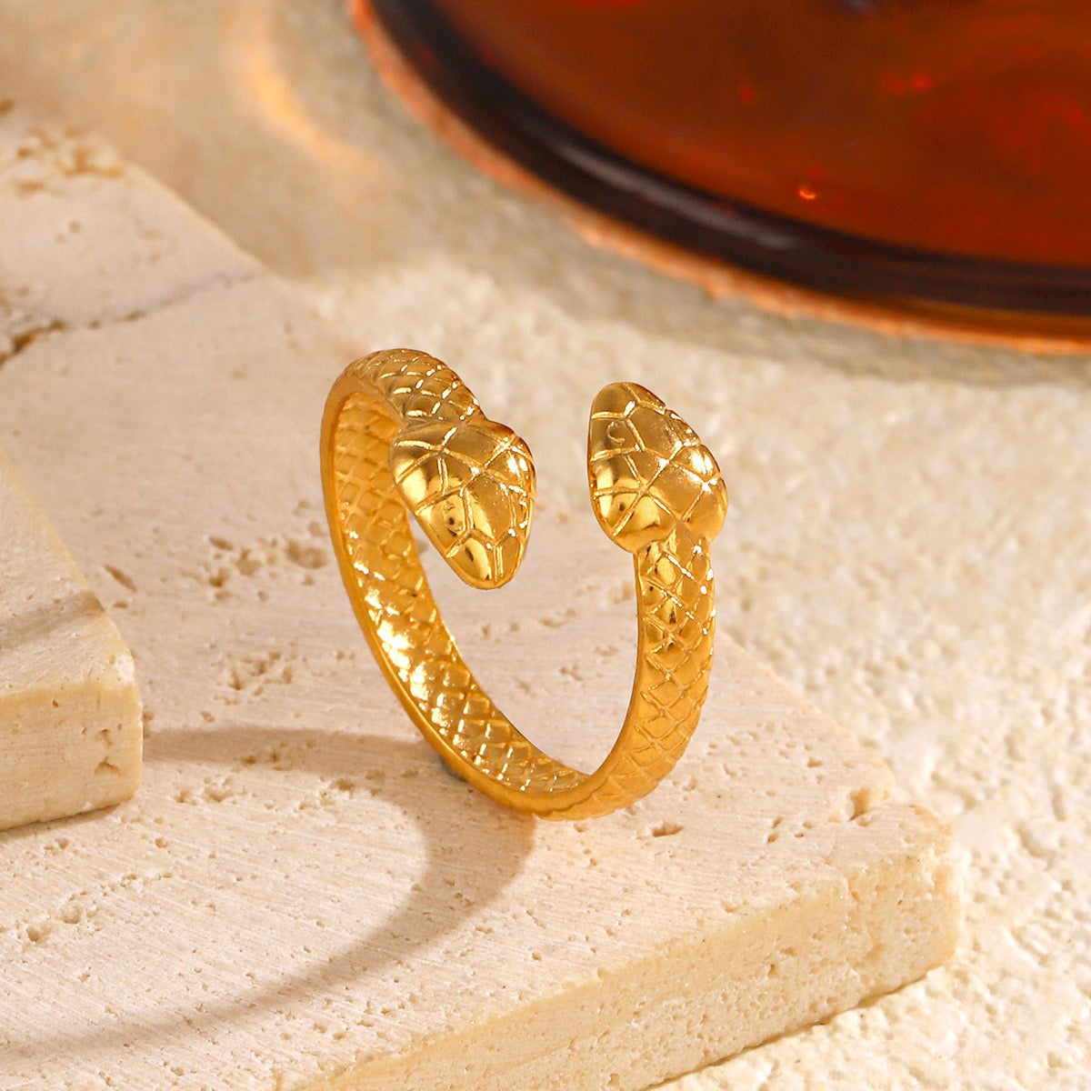 Adeline Double head snake rings