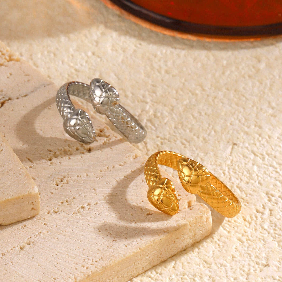 Adeline Double head snake rings