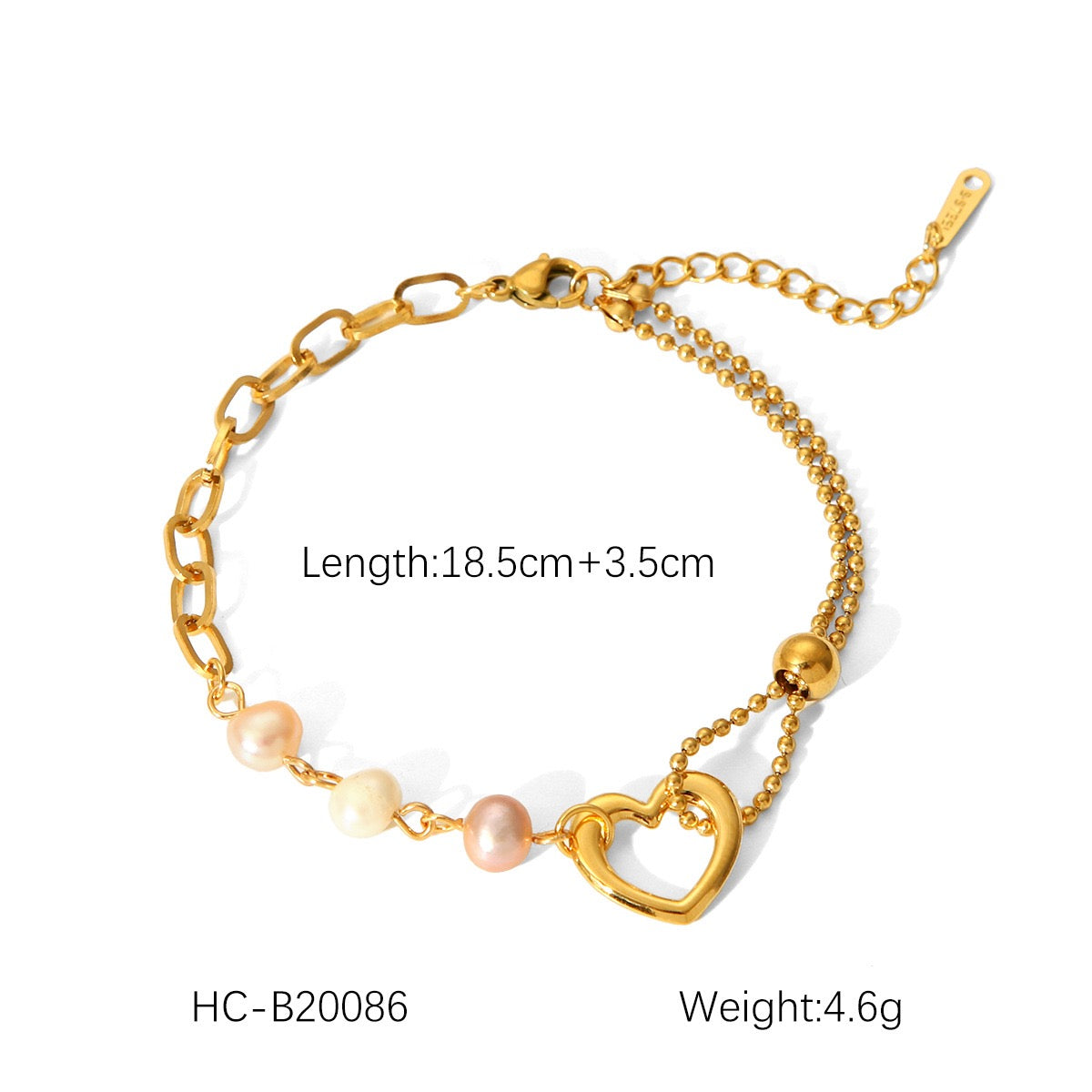 Freshwater pearls heart bracelet