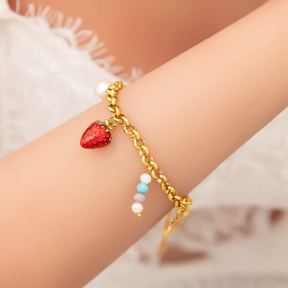 Strawberry daisy charm bracelets