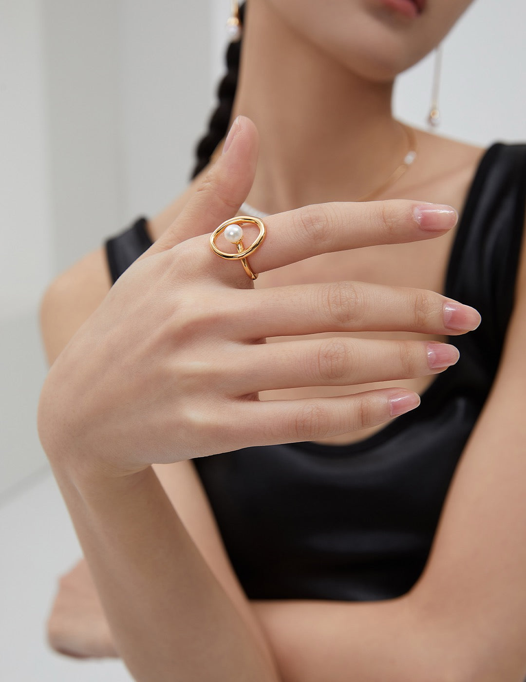 Celestial Pearl round statement rings