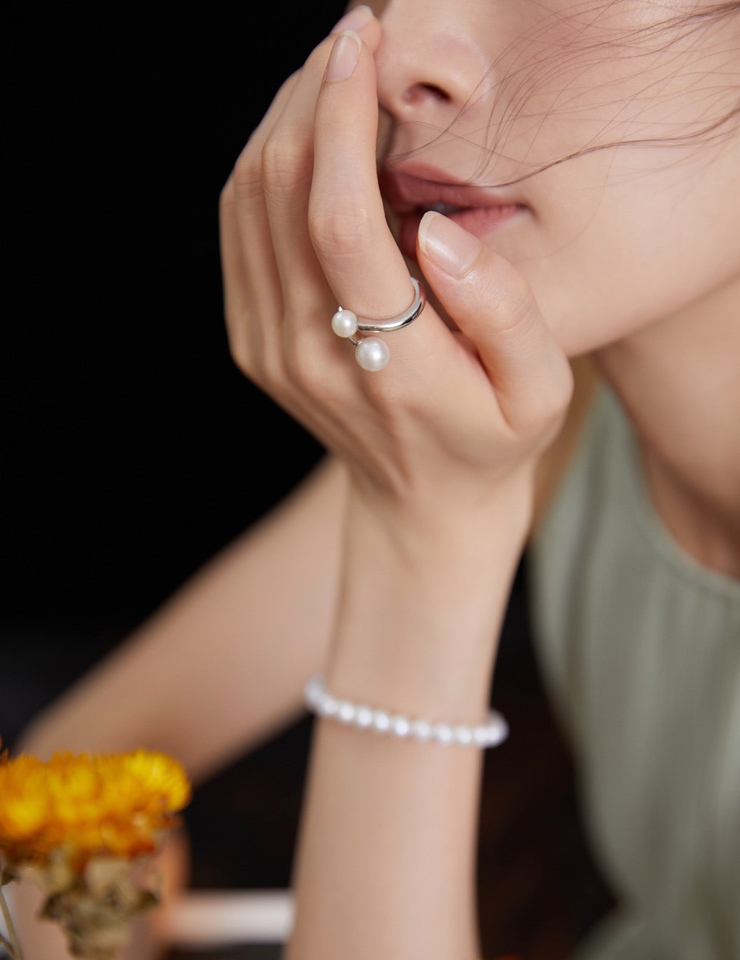 Sunsetgrove Natural round Pearl ring
