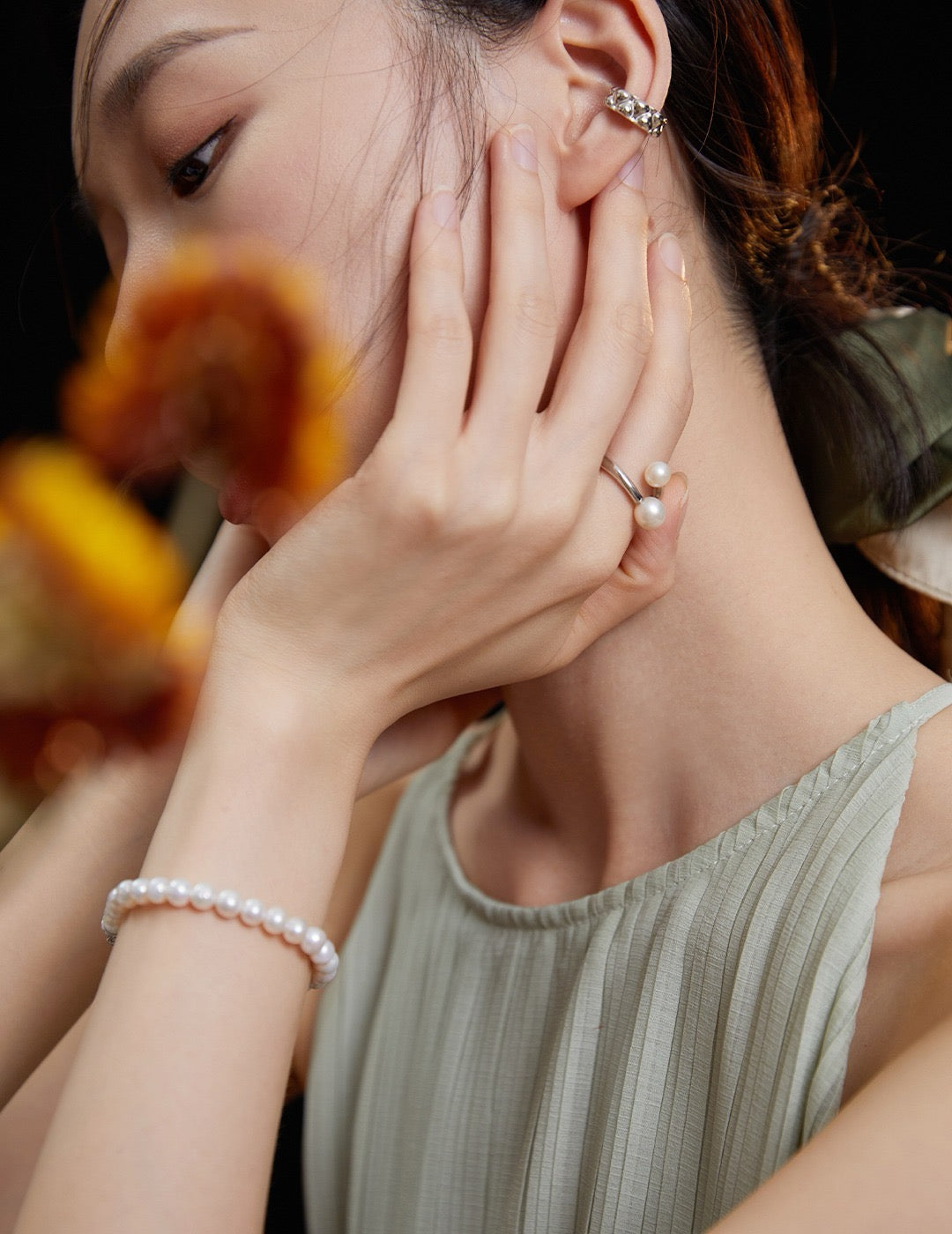 Sunsetgrove Natural round Pearl ring