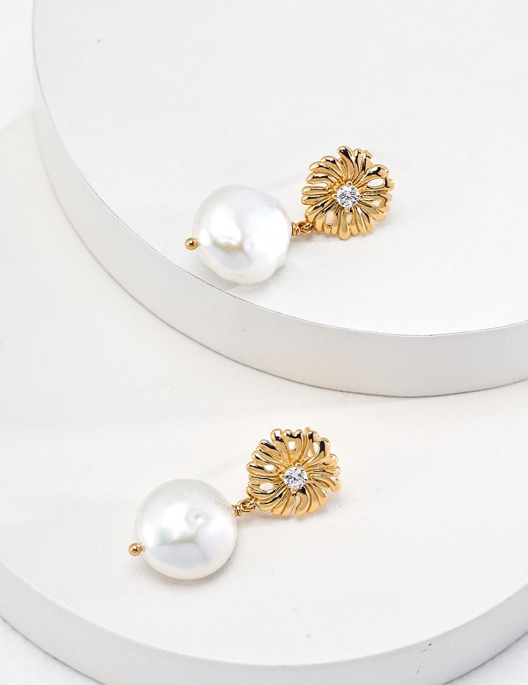 Jasper Blossom flower pearl earrings