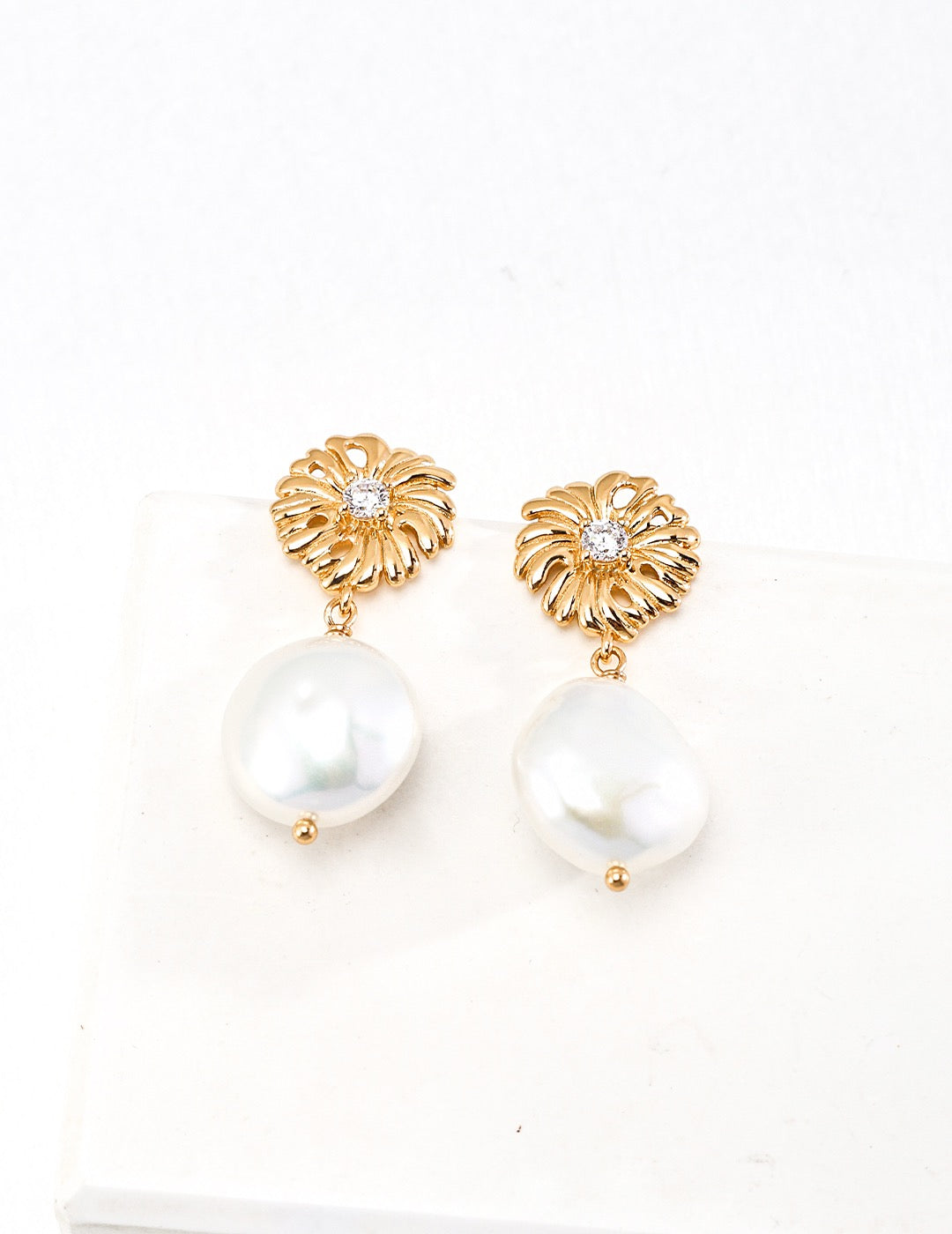 Jasper Blossom flower pearl earrings