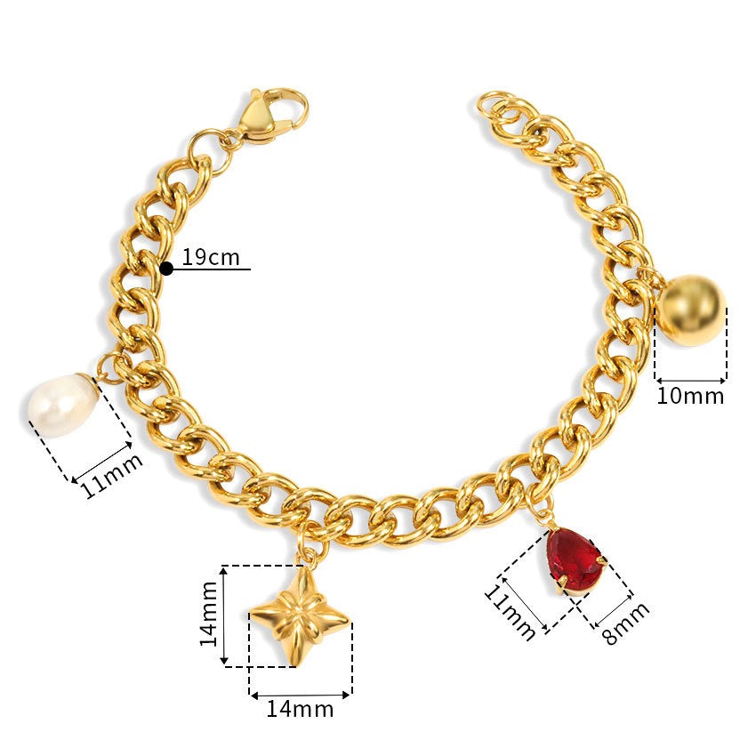 Statement red charm bracelet