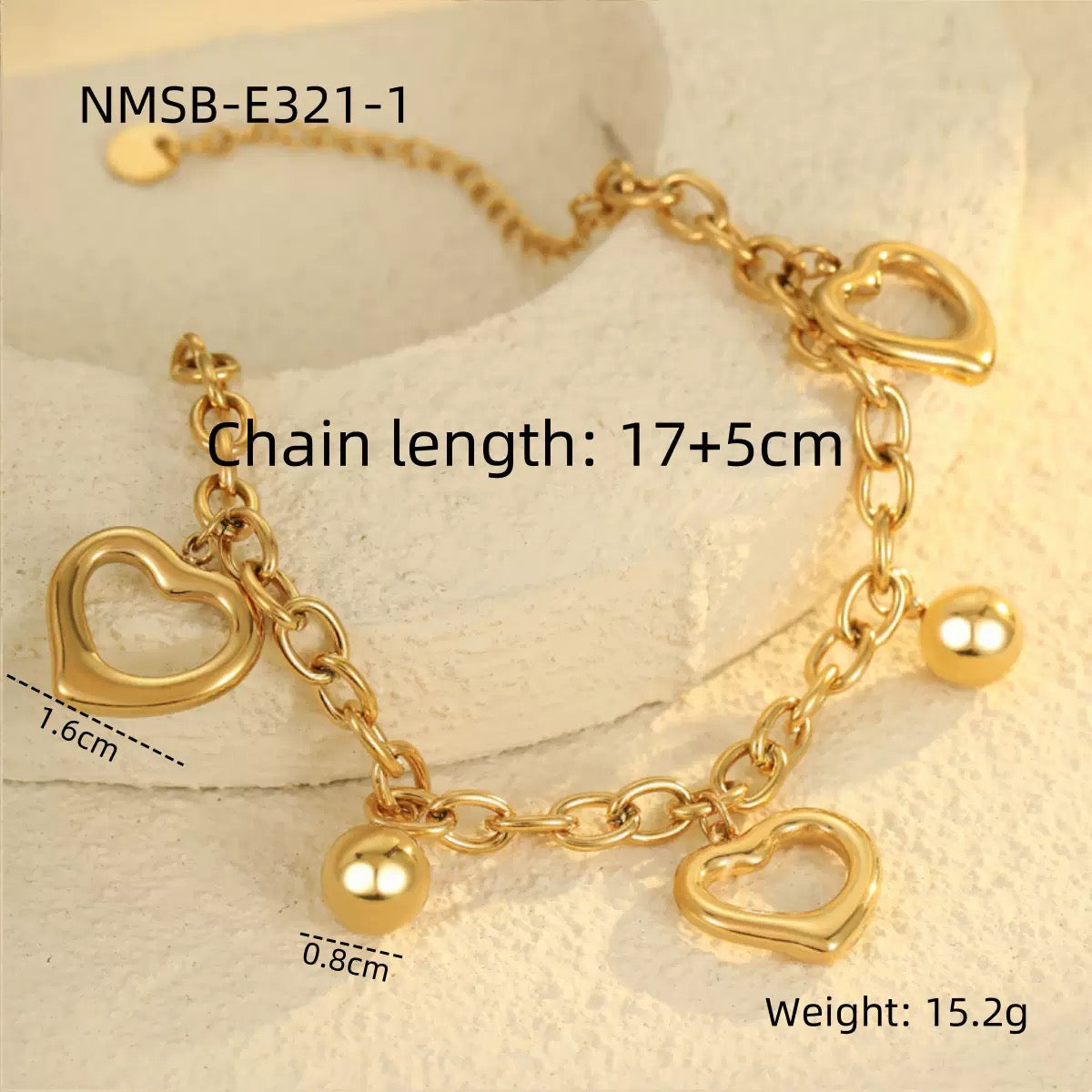Heart charm bracelet