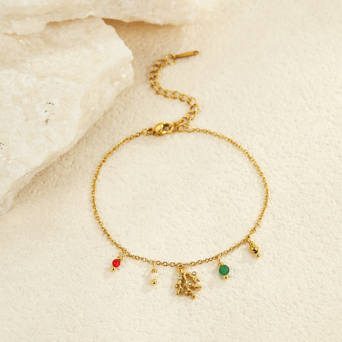 Dainty drop palm tree bracelet