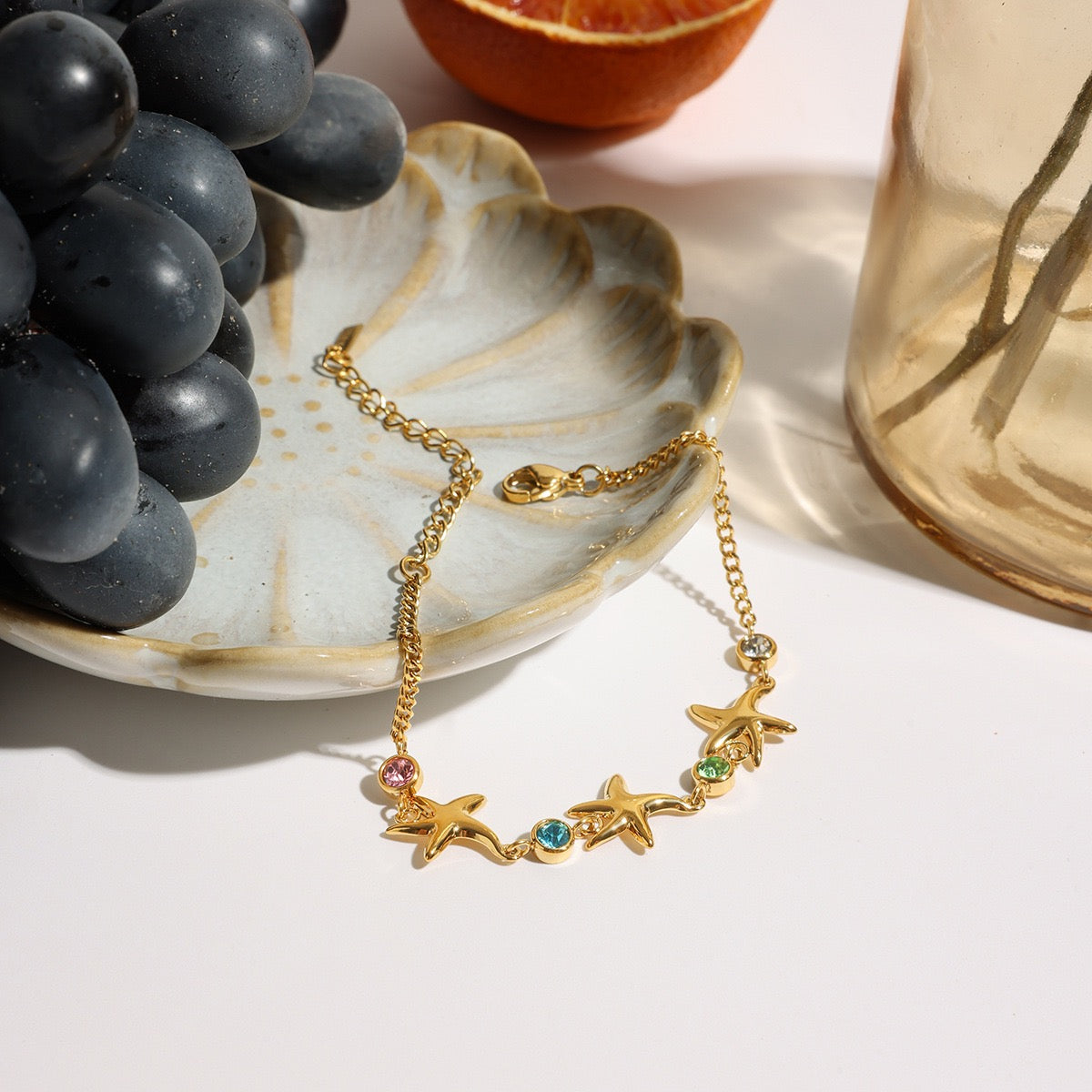 Dainty drop charm bracelet