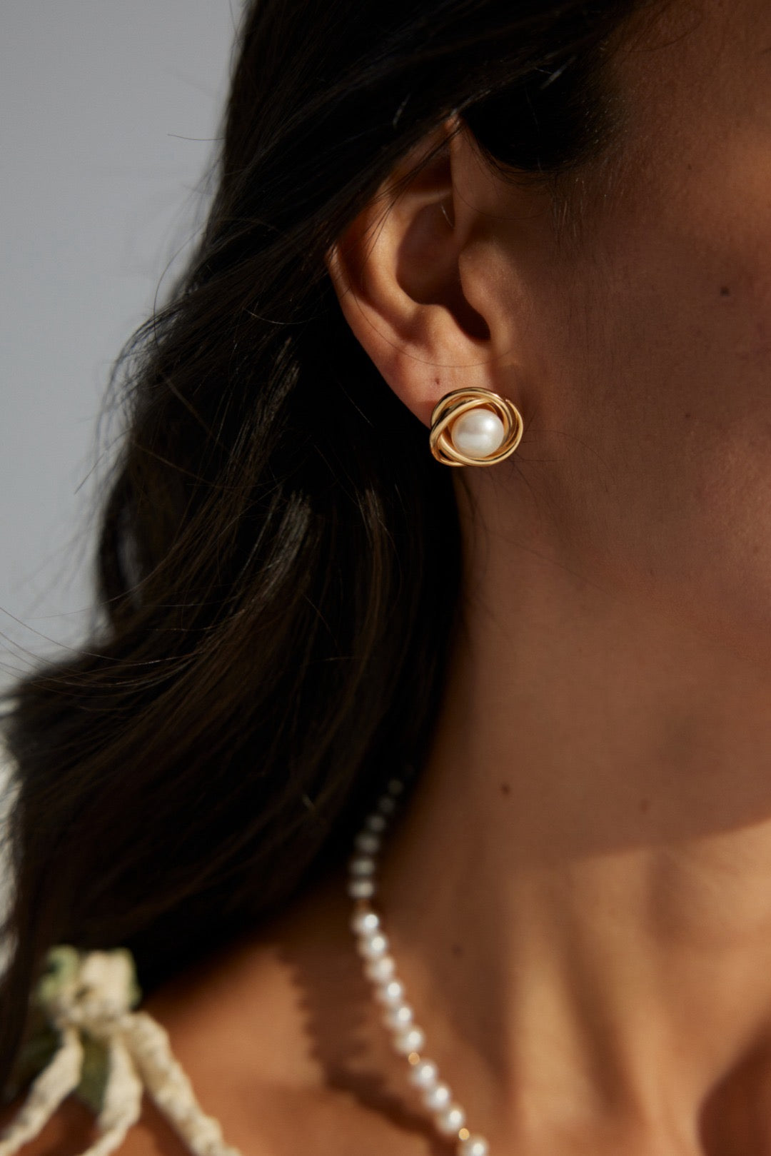 Palm beach Natural Pearl stud earrings