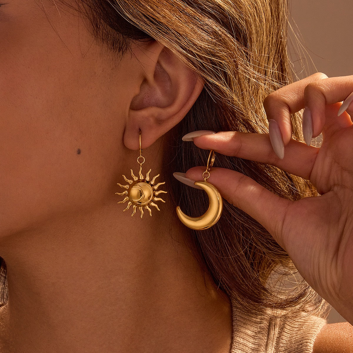 Moon and sun hoops