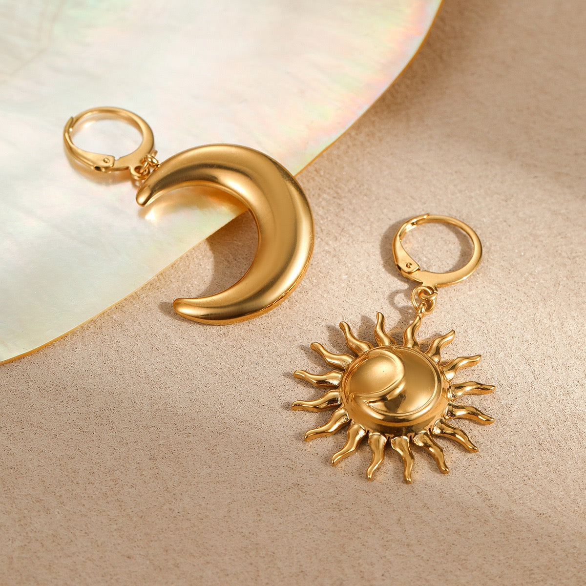 Moon and sun hoops