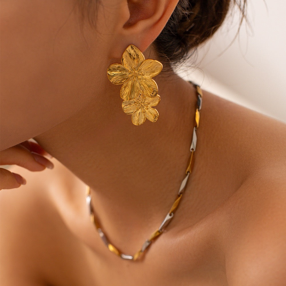 Double flowers earrings
