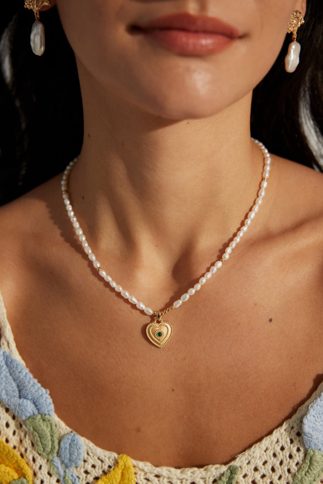 Peru Pink heart necklace