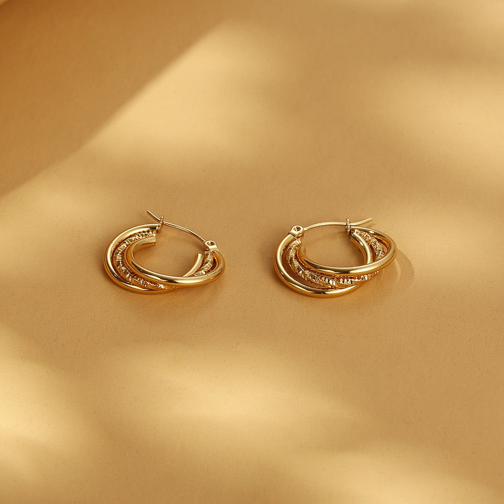 Shiny triple hoops