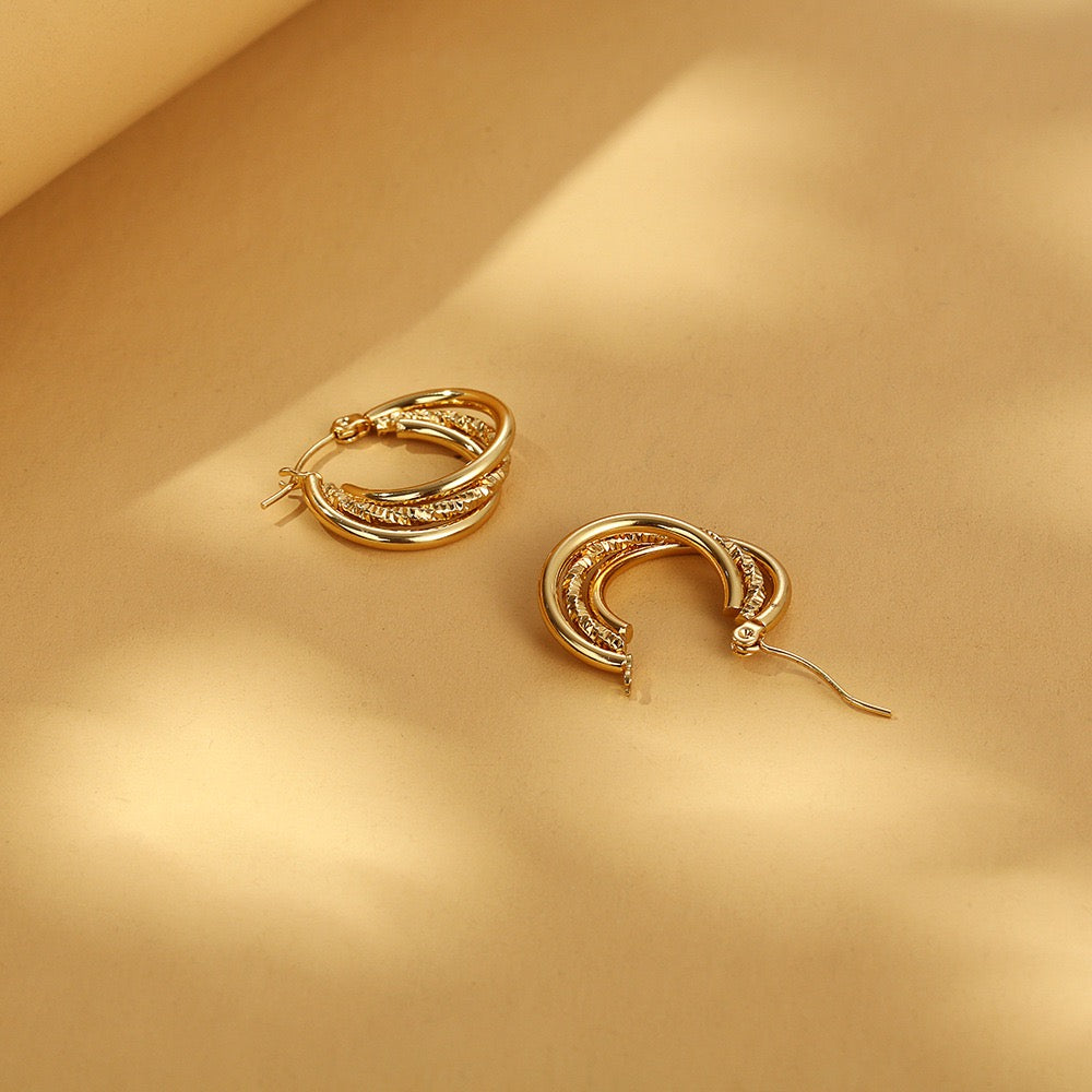 Shiny triple hoops