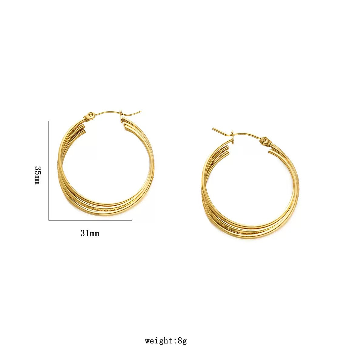 Triple big hoops