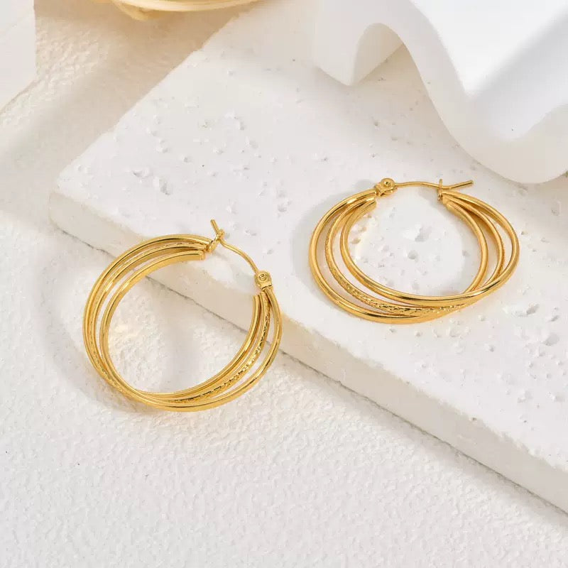 Triple big hoops
