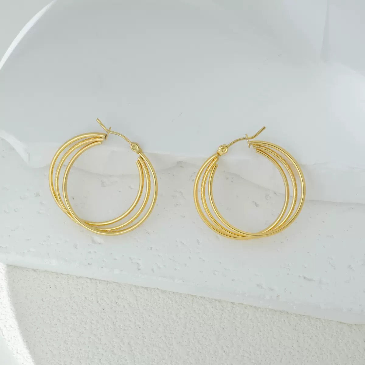 Triple big hoops