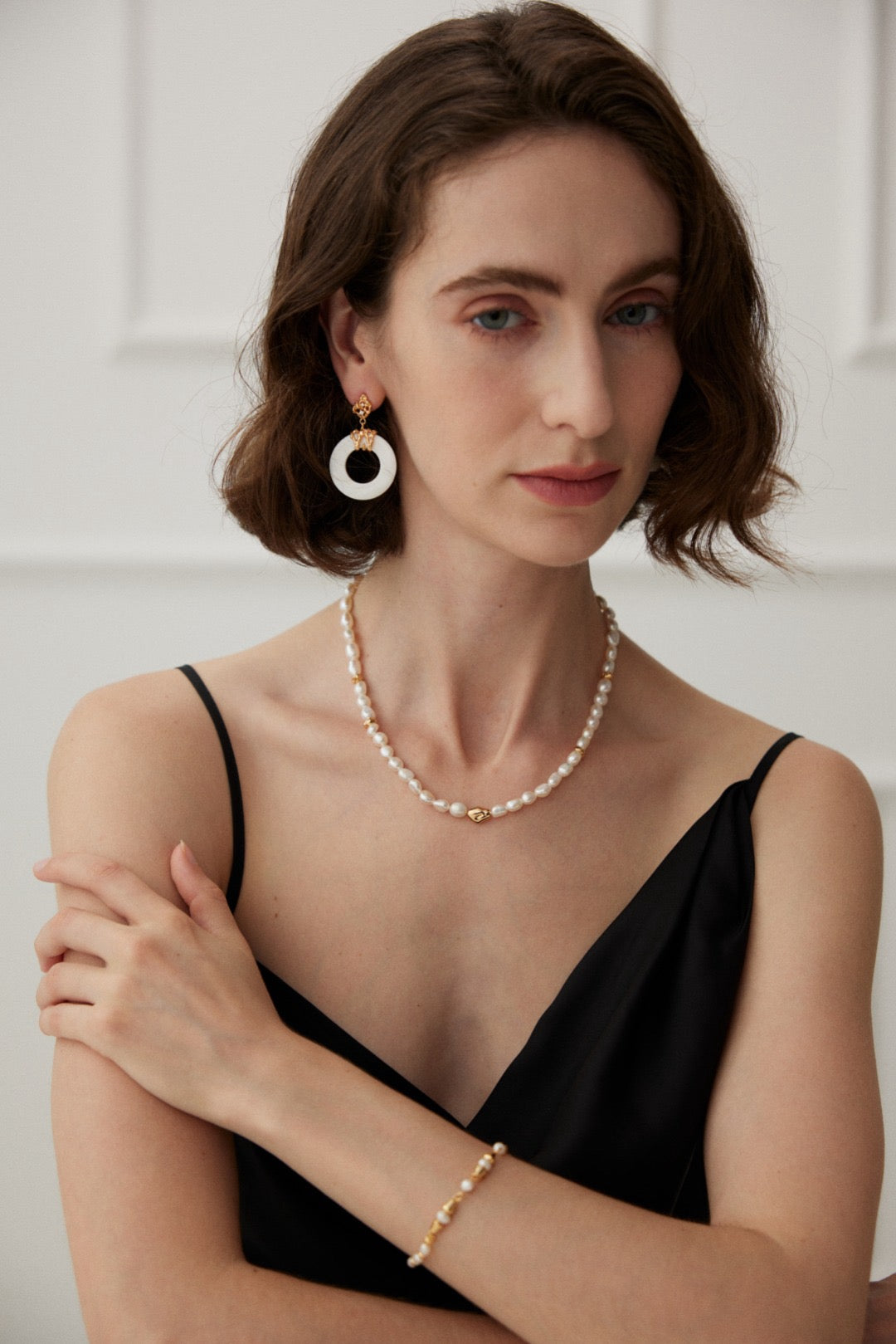 Novato Silver beads pearl necklace