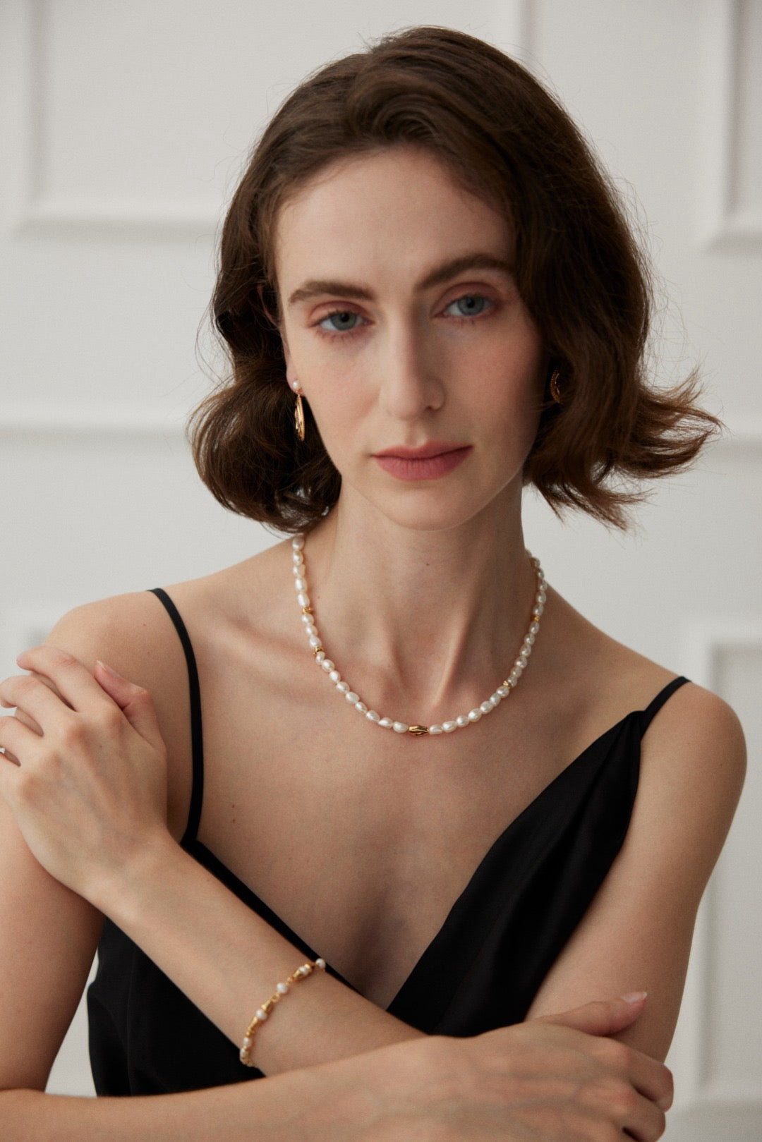 Novato Silver beads pearl necklace