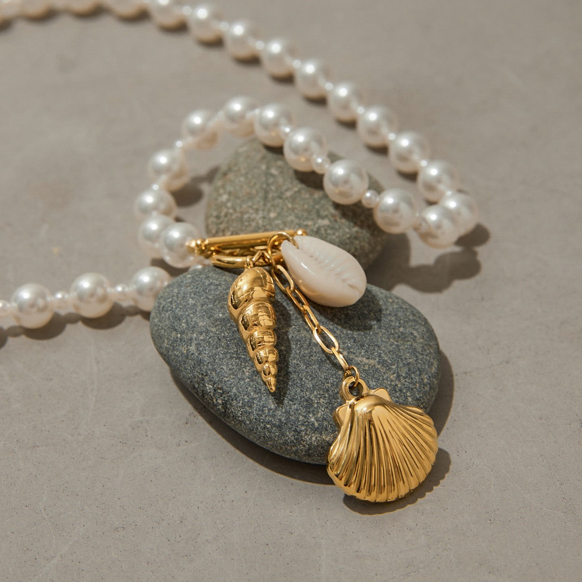 Statement charm white beach necklace