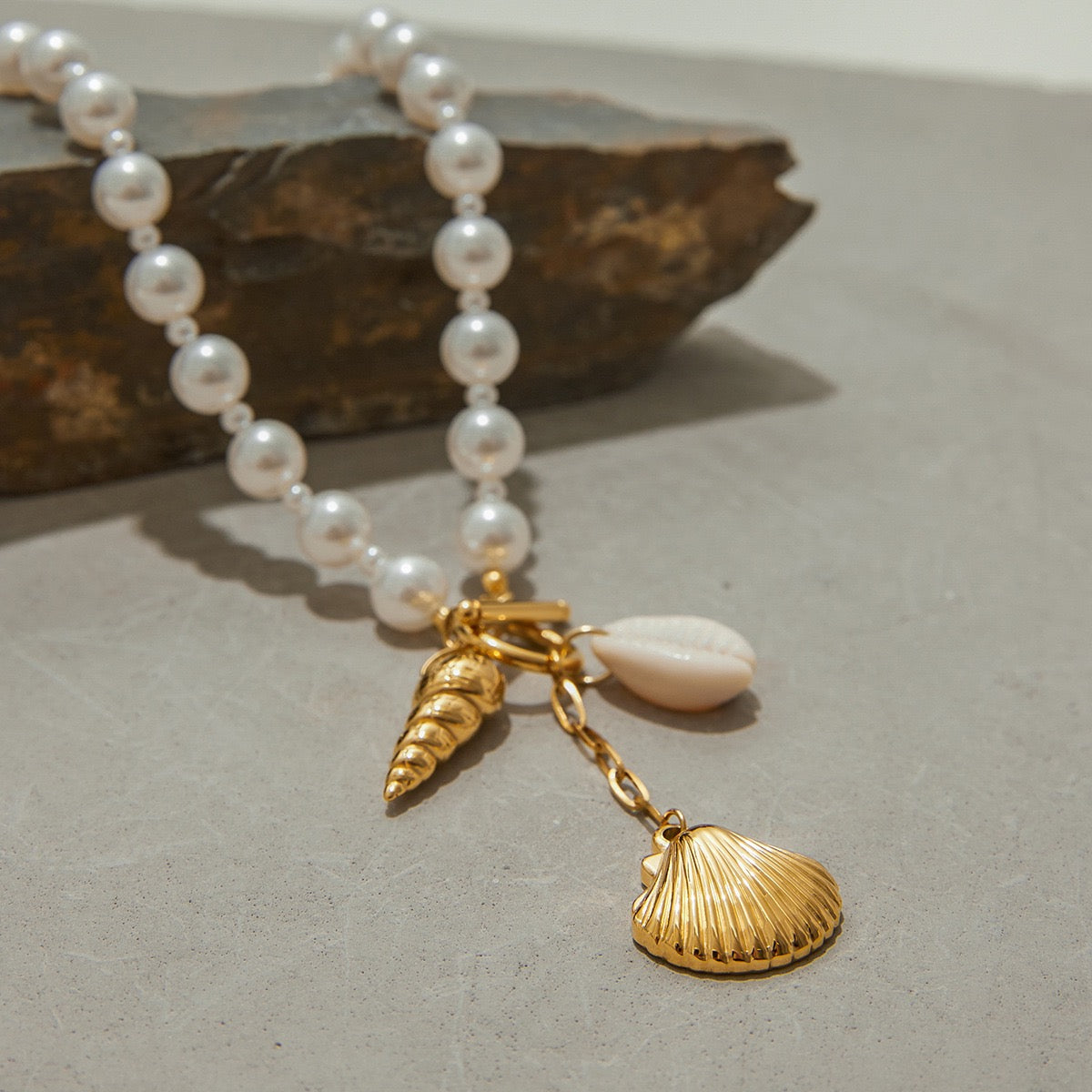 Statement charm white beach necklace