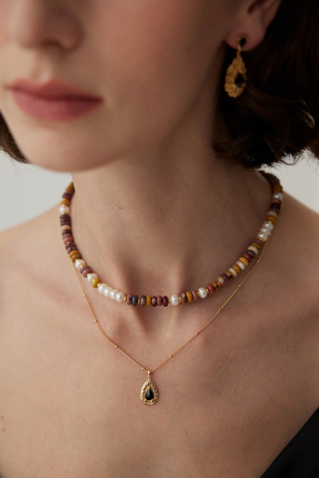 Texas Yolk stone pearl necklace