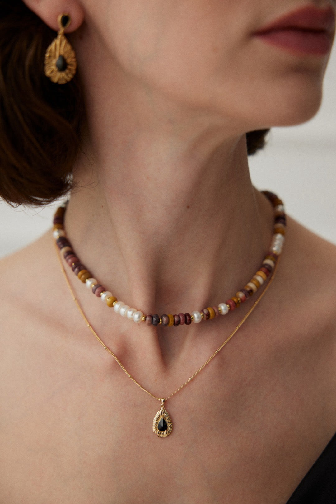 Texas Yolk stone pearl necklace