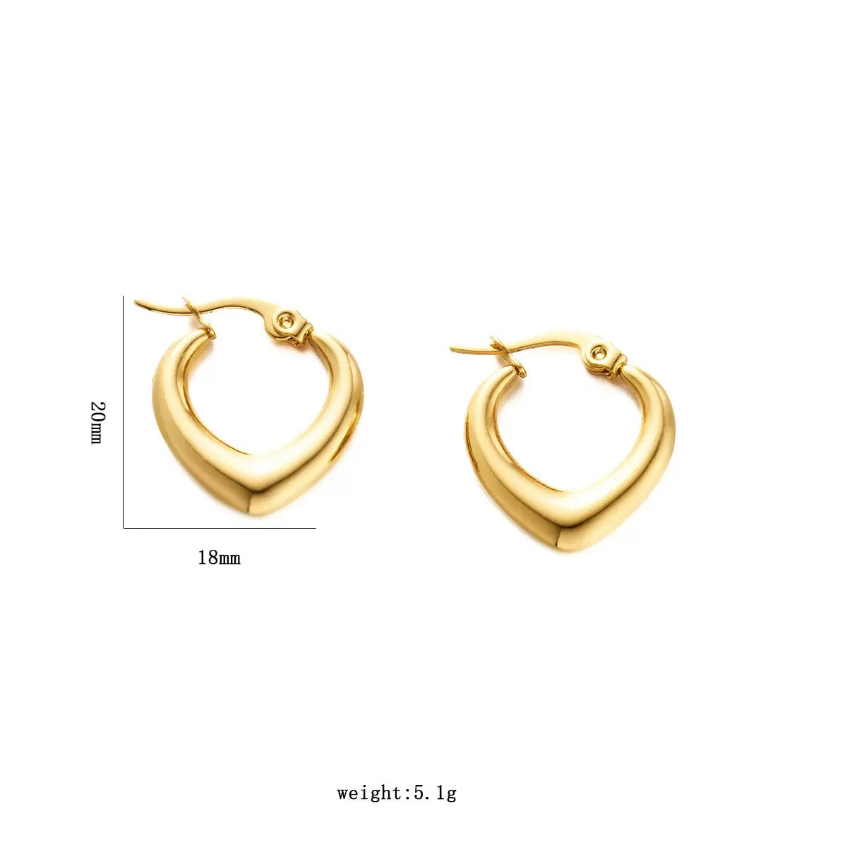 Dainty heart hoops