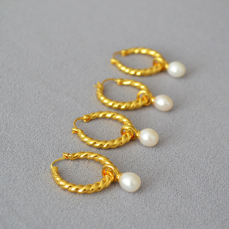 Pearl hoop earrings