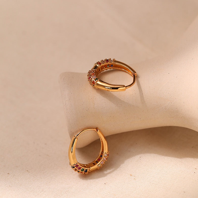 Classic zircon gold plated hoops