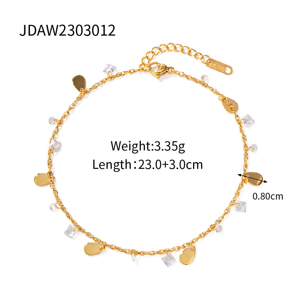 Crystal gold anklets