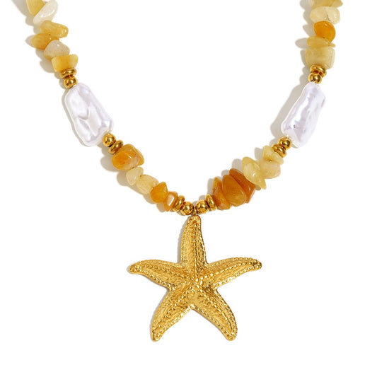 Orange starfish necklace