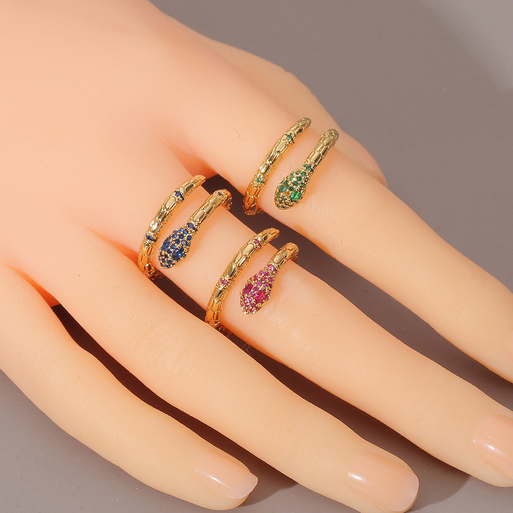 Snake zircon rings