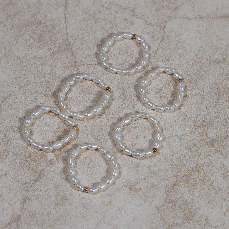 Elastic freshwater pearl rings