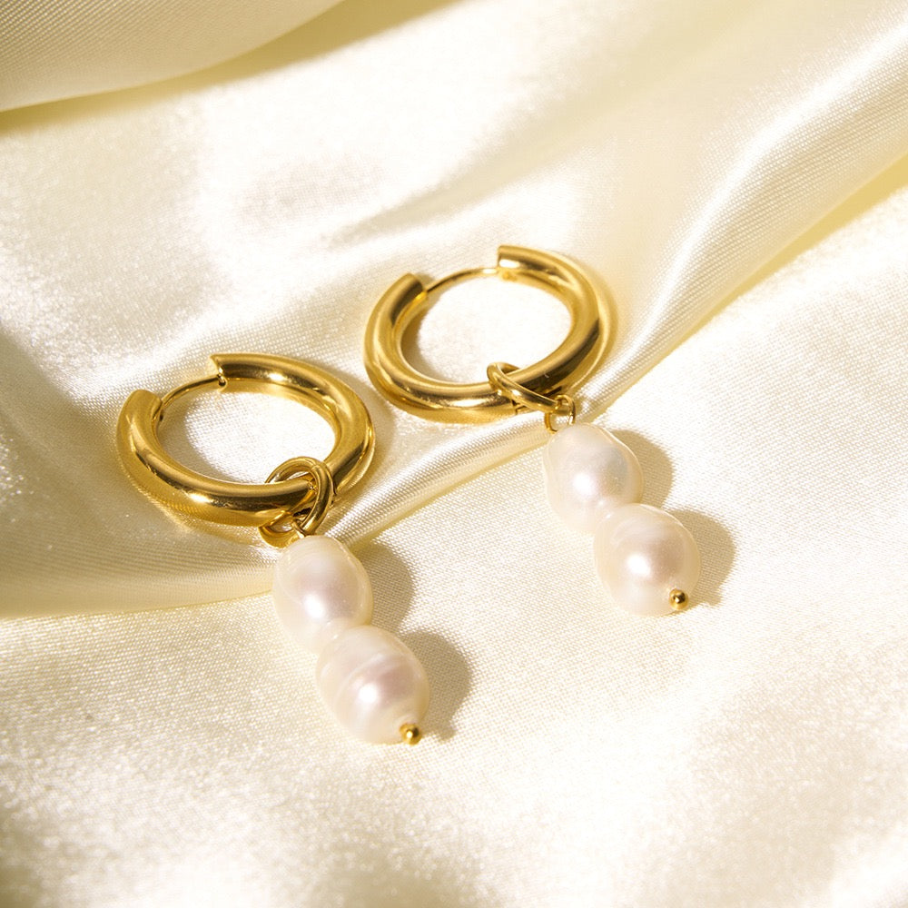 Classic pearl hoops