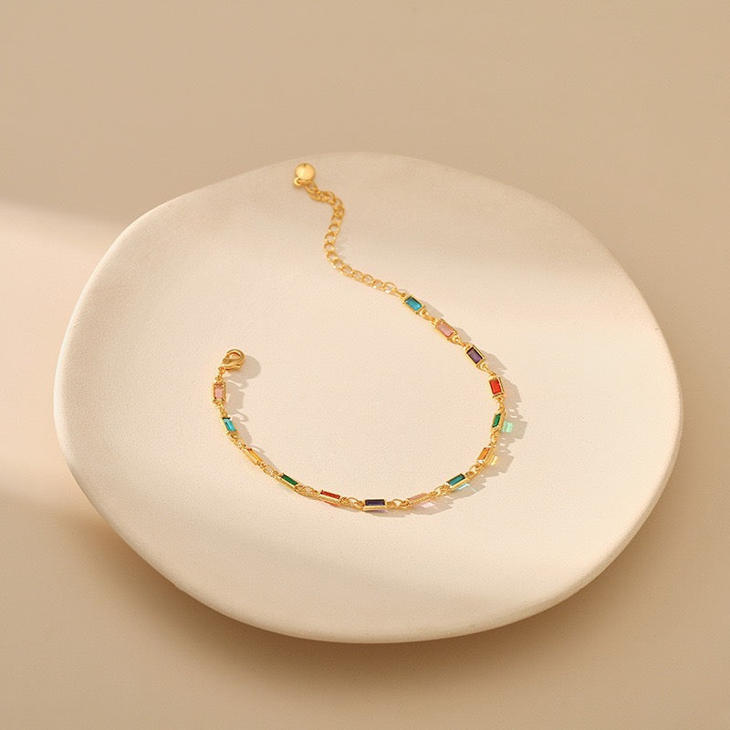 Long zircon gold plated necklace and bracelet