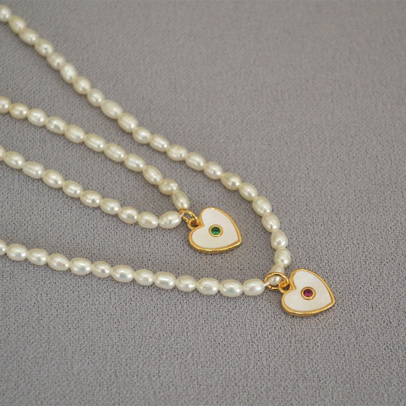 Heart pearl necklaces